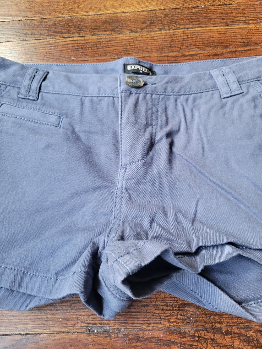 Express Womens Shorts 6 Blue Chino Shortie Capsule Minimalist Preppy Timeless - Picture 5 of 17